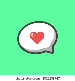 Love Speech Bubble Icon Illustration Vector. Love symbol. Valentine's Day sign, emblem isolated on background with shadow, Flat style for graphic and web design, logo.