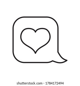 love speech bubble icon over white background, line style, vector illustration