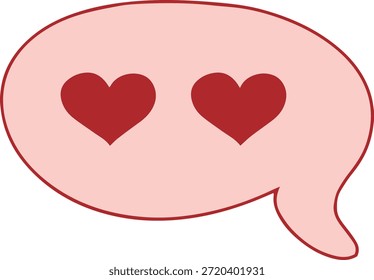 Icono de la burbuja del discurso del amor con los corazones rojos, mensaje romántico y símbolo del chat de la cita para el día de San Valentín, Ilustración vectorial aislada