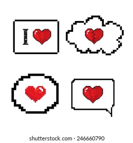 love speech bubble pixels art style
