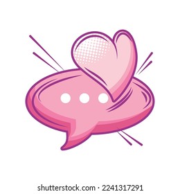 burbuja de discurso de amor valentías día de arte pop icono