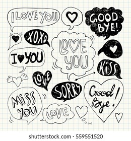 Love speech bubbles. Vector  Illustration