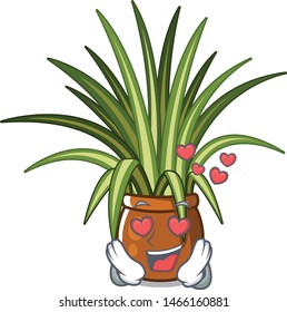 In love spider plants in a cartoon pots