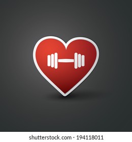 I Love Sport - Workout Sign with Barbell