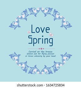 The love spring card design, with seamless pattern of leaf and flower frame. Vector