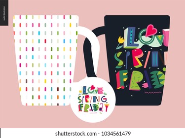 Love spring friday - lettering composition and cup template usage example