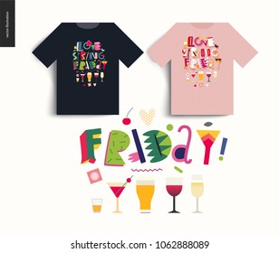 Love spring friday - lettering composition and t-shirt template usage example