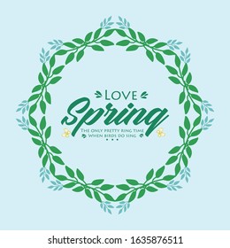 Love spring greeting card design, with leaf and flower modern frame. Vector