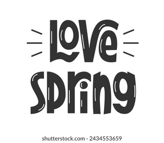 Love Spring handgeschriebener Text. Gruß Frühling Vektor Hand Schriftzug. Der Frühlingssatz.
