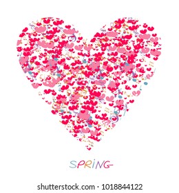 Love spring. Heart love with notes, romantic love love illustrations for design T-shirts, logo, greeting cards