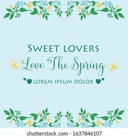 Love spring of invitation card design, with leaf and flower simple frame. Vector