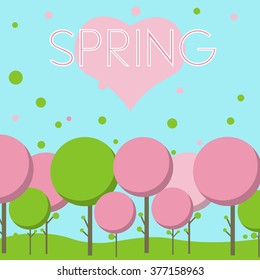 Love the spring landscape vector illustration 