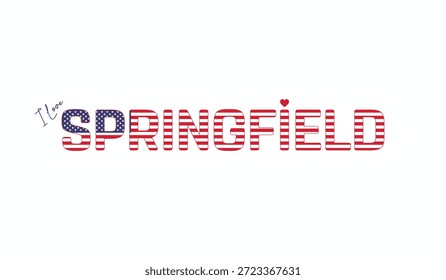 Me encanta Springfield, diseño tipográfico de me encanta Springfield sobre un fondo blanco, tipografía de la bandera de Springfield con el corazón, diseño de Vector de la ciudad de Estados Unidos