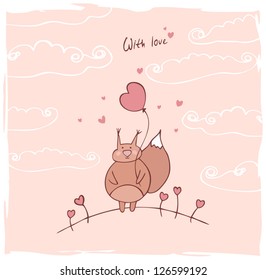 love squirrel card vector