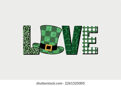 Love St Patrick's day Lettering Pattern T shirt design