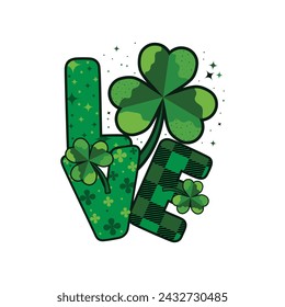 Plantilla de vector del día de San Patricio del amor para la camiseta, el banner, el póster, el volante, la postal, la tarjeta de felicitación.