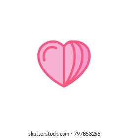 Love with stacks or sheets layer Icon. Simple Heart Illustration Line Style Logo Template Design. 

