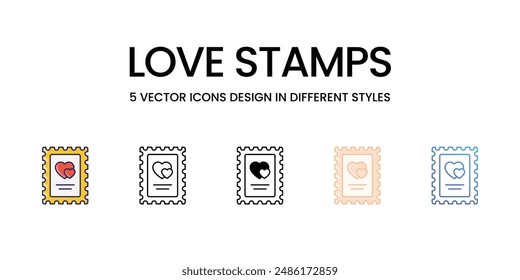 LOVE STAMPS icons set vector illustration. vector stock