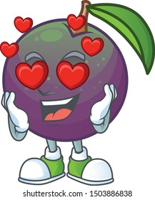 In love star apple fruit shape character mascot.