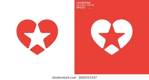 Love star logo. Care, space, night, dream, romantic. Icon symbol design template EPS 10.	