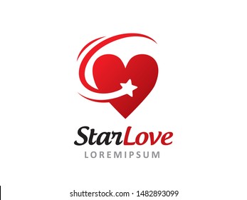 Love and star logo symbol or icon template