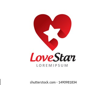 Love and Star logo symbol or icon template