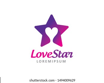 Love and Star logo symbol or icon template