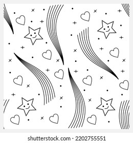 Love and star Seamless patterns logo abstract geometric graphic design simple background white