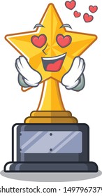 In love star trophy isolated in the cartoon