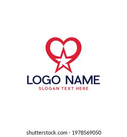 Love Star Vector Logo Design