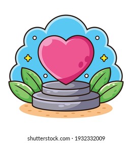 Love Statue with Star Cartoon. Symbol Vector Icon Illustration, Isolated on White Background