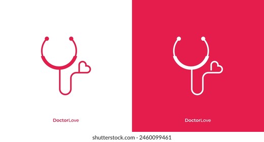 Love Stethoscope Logo Designs. Love Doctor and Healthcare Medical Logo, Symbol, Vector Design, Inspiration.