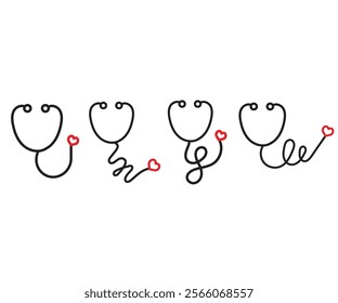  love stethoscope logo, Doctor or Clinic logo icon, stethoscope logo healthcare with heart shape and medical design vector