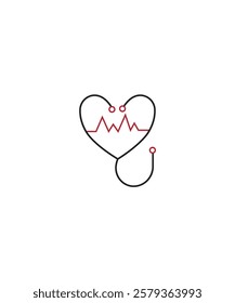  love stethoscope logo, medical heart stethoscope logo, Vector illustration