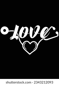 Love stethoscope vector art design, eps file. design file for t-shirt. SVG, EPS cuttable design file
