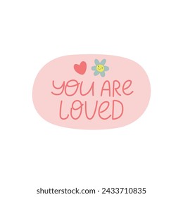 Love sticker with bubble speech with compliment. Vector illustration