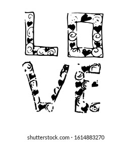 Love. Sticker for social media content. Hand drawn illustration design.T shirt print, post card, video blog cover