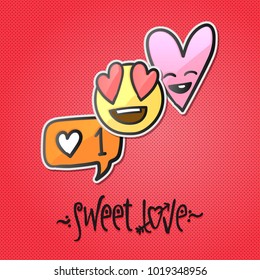 Love stickers, emoji, icons, emoticons, vector illustration.