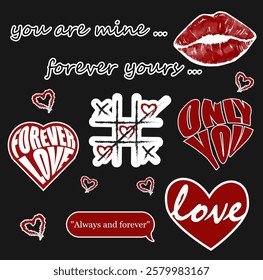 love stickers illustration red kiss