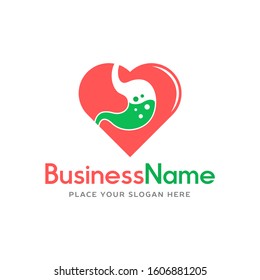 Love stomach vector logo template. This design use digestion symbol and  human organ. 