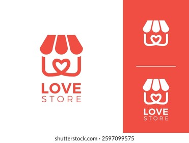 love store logo. simple happy shop vector design inspiration
