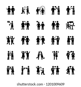 Love Stories Glyph Vector Icons 