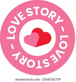Love Story Badge with Light and Dark Pink Love