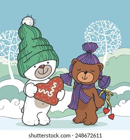 love story bears. illustration of Valentine's Day