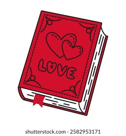 Love story book doodle style. Hand drawn trendy flat style love isolated icon. Romantic symbol of love for web graphic design poster tattoo Valentines Day Greeting card line art Vector illustration