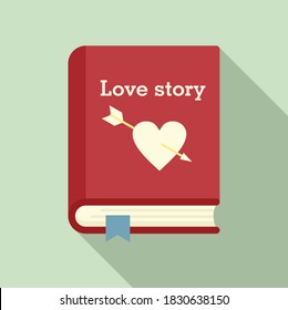Love story book icon. Flat illustration of love story book vector icon for web design