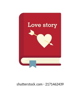 Love Story Book Icon. Flat Illustration Of Love Story Book Vector Icon Isolated On White Background