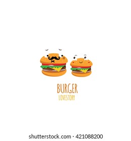 Love story Burger Cartoon Character