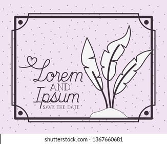 love story card with marine plants ecosystem scene