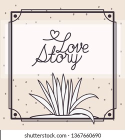 love story card with marine plants ecosystem scene